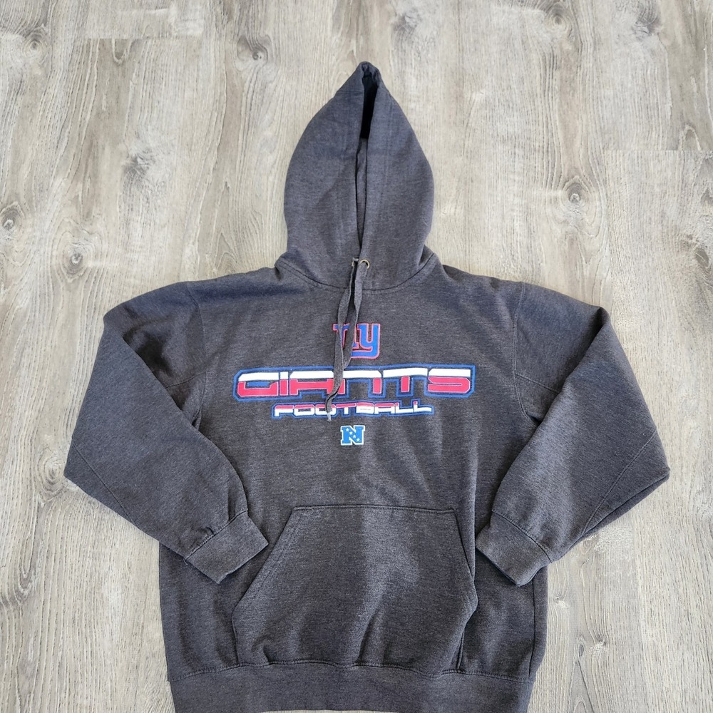 New York Giants NFL Football Gray Pullover Pocketed Hoodie Sweatshirt Size Large